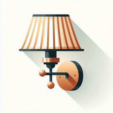 Lamp icon in flat style with long shadow. Vector illustration.のイラスト素材
