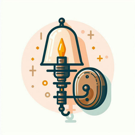 Vintage wall lamp icon in trendy flat style. Vector illustration.のイラスト素材