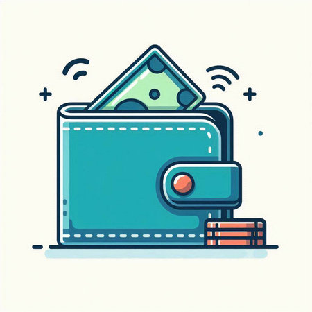 Wallet with money. Vector illustration in doodle style on white background.のイラスト素材