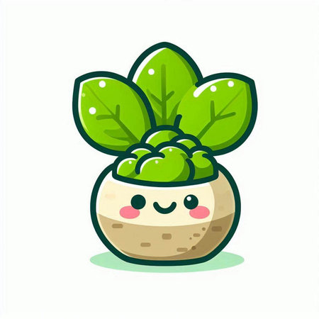 Cute kawaii plant in pot. Vector flat cartoon character illustration icon designのイラスト素材