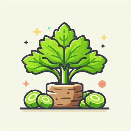 Cute hand drawn vector illustration of a tree with sprouts.のイラスト素材