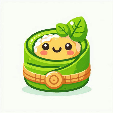 Illustration of a cute rice dumpling in a green clothのイラスト素材