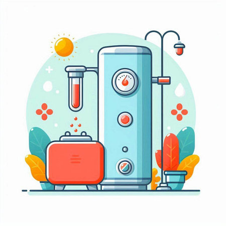 Chemical laboratory equipment in flat style. Vector illustration for your designのイラスト素材