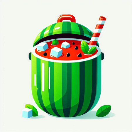 Strawberry smoothie in a green pot. Vector illustration.のイラスト素材