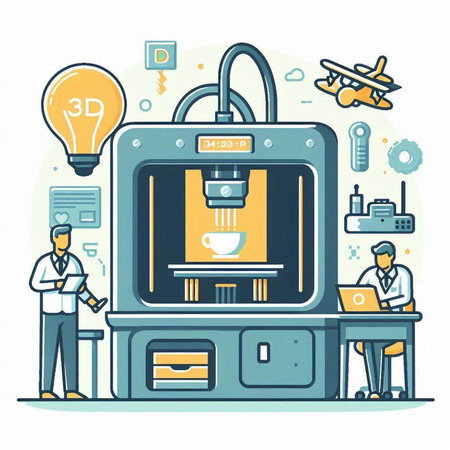 Vector illustration of coffee machine. Modern flat line design concept for web banners, infographics, hero images.のイラスト素材