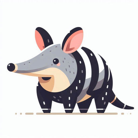 Cute cartoon anteater, vector illustration isolated on white background.のイラスト素材