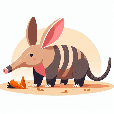 Armadillo with carrot. Vector illustration of a funny animal.のイラスト素材