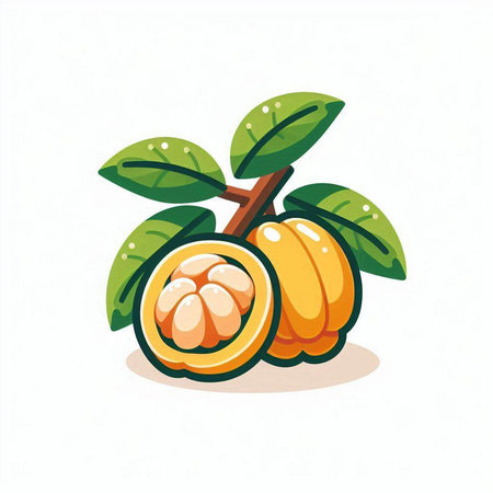 Cocoa fruit vector illustration isolated on white background. Cartoon style.のイラスト素材