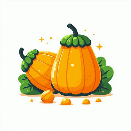 Halloween pumpkins on white background. Vector illustration in cartoon style.のイラスト素材