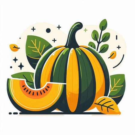 Cucurbita oleracea, pumpkin. Vector illustrationのイラスト素材