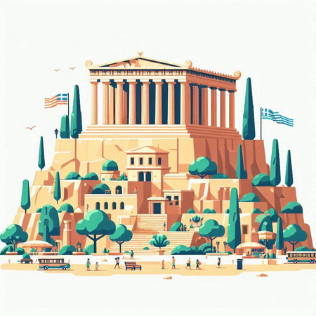 Athens, Greece. Famous landmark. Vector illustration in flat styleのイラスト素材