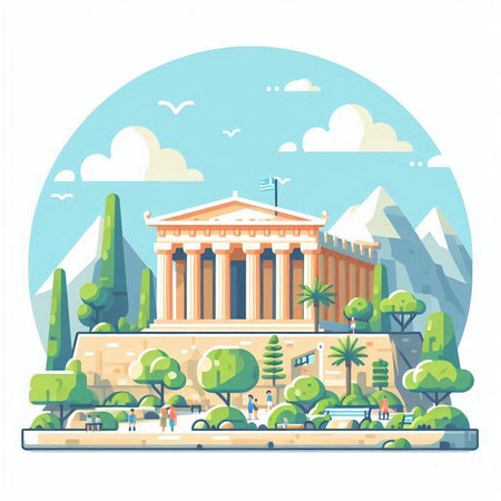 Athens, Greece. Famous ancient landmark. Vector illustration in flat styleのイラスト素材