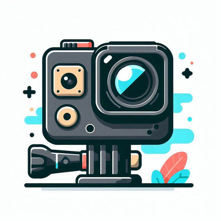 Retro camera with lens on white background. Vector illustration in flat style.のイラスト素材