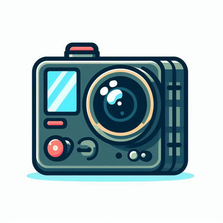 Retro camera icon. Vector illustration in cartoon style on white background.のイラスト素材