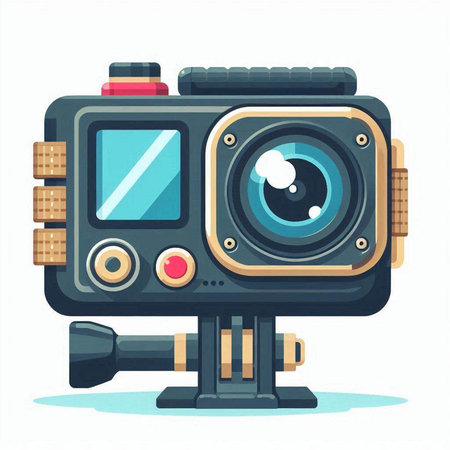 Retro camera. Vector illustration isolated on white background. Cartoon style.のイラスト素材
