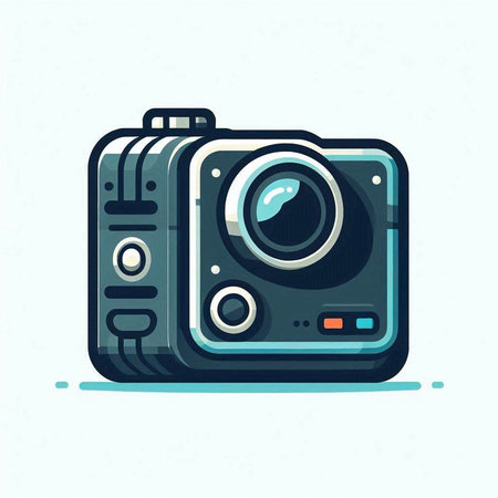 Retro photo camera icon. Vector illustration of a retro camera.のイラスト素材