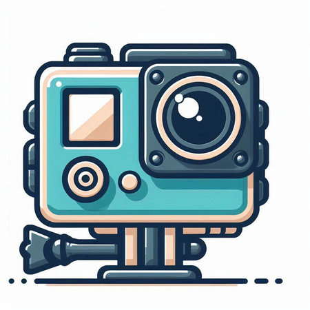 Retro camera on white background. Vector illustration in cartoon style.のイラスト素材