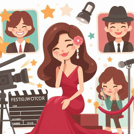 Actress, actress, actress, actress, singer, actress in the studio. Vector illustrationのイラスト素材