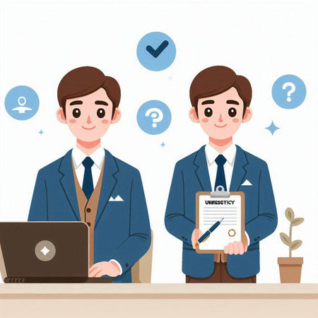 Businessman and Businessman with Laptop. Vector Illustration.のイラスト素材