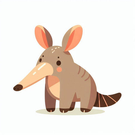 Cute cartoon little anteater isolated on white background. Vector illustration.のイラスト素材