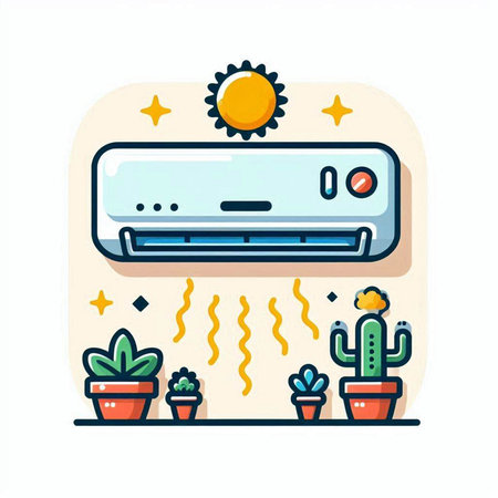 Air conditioner flat color vector icon. Modern style design for web and mobile appのイラスト素材