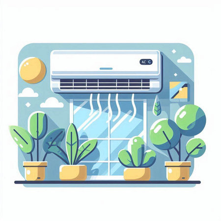 Air conditioner in flat style. Vector illustration for your design.のイラスト素材