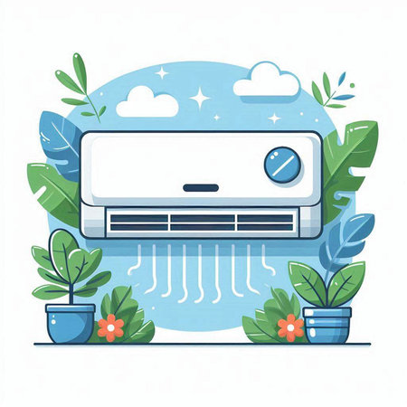 Air conditioner. Flat style vector illustration on a white background.のイラスト素材
