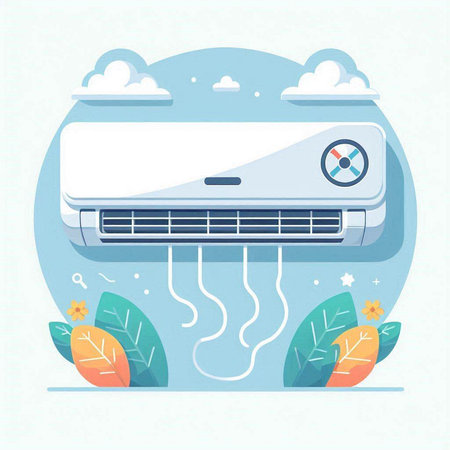 Air conditioner. Flat style. Vector illustration. Design element.のイラスト素材