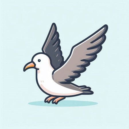 Flying seagull. Vector illustration of a flying seagull.のイラスト素材