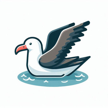 Seagull on the water. Vector illustration in cartoon style.のイラスト素材