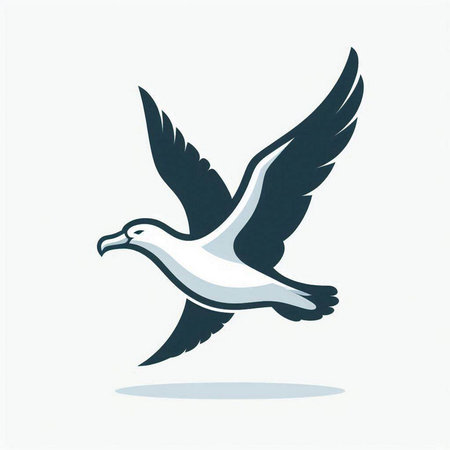 Seagull icon. Vector illustration of a flying seagull.のイラスト素材