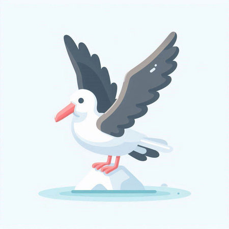 Seagull on ice. Vector illustration in flat cartoon style.のイラスト素材