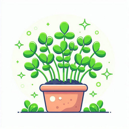 Plant in pot. Vector flat illustration. Isolated on white background.のイラスト素材