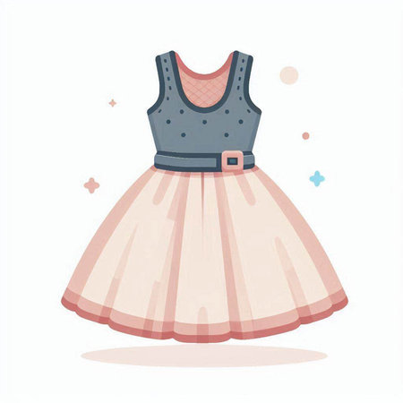Illustration of a dress for a little girl. Vector illustration.のイラスト素材
