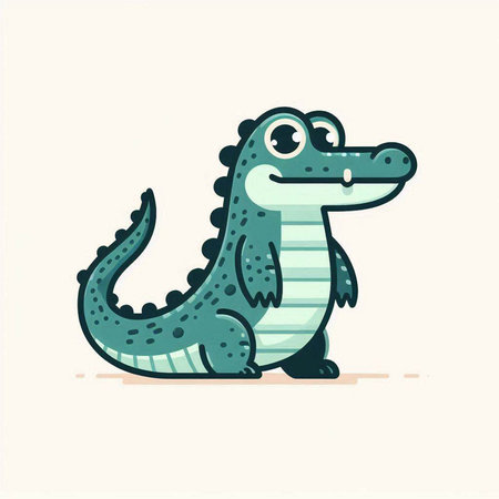 Cute cartoon crocodile. Vector illustration isolated on white background.のイラスト素材