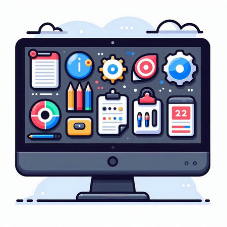 Flat design vector illustration concept of online education, e-learning, e-learning.のイラスト素材