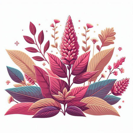 Beautiful vector illustration of a bunch of red flowers and leaves.のイラスト素材