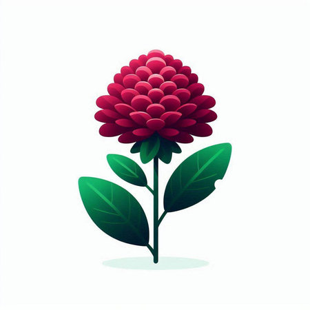 Red Dahlia Flower Isolated on White Background. Vector Illustrationのイラスト素材