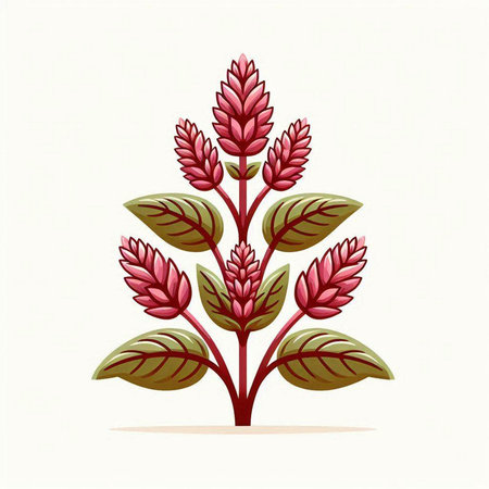 Illustration of a red amaranth plant on a white backgroundのイラスト素材