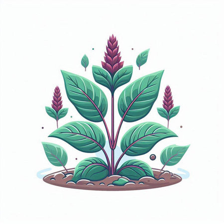 Illustration of a green plant with leaves on a white background.のイラスト素材