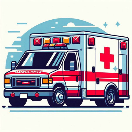 Ambulance car vector illustration. Ambulance vehicle with cross.のイラスト素材