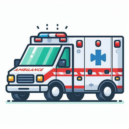 Ambulance. Flat vector illustration isolated on a white background.のイラスト素材