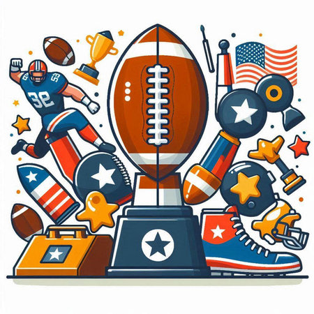 American football, american football and soccer icons. Vector illustration.のイラスト素材