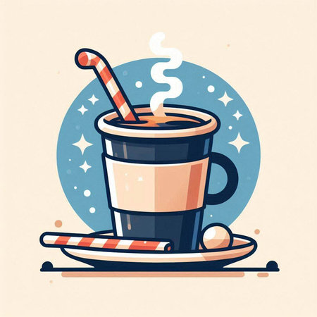 Cup of hot coffee with ice cream. Vector illustration in flat style.のイラスト素材
