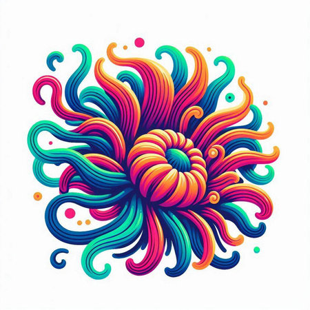 Colorful doodle flower. Vector illustration for your design.のイラスト素材