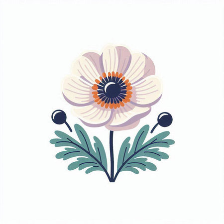 Anemone flower isolated on a white background. Vector illustration.のイラスト素材
