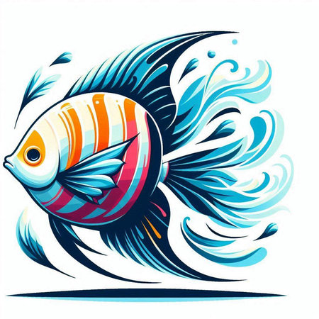 Colorful fish on white background. Vector illustration for your design.のイラスト素材