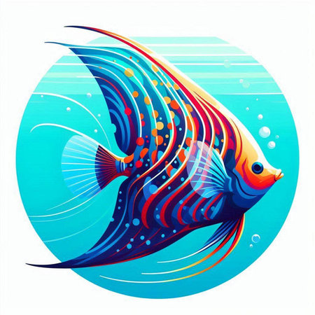 Vector illustration of a fish on a blue background. Design element.のイラスト素材