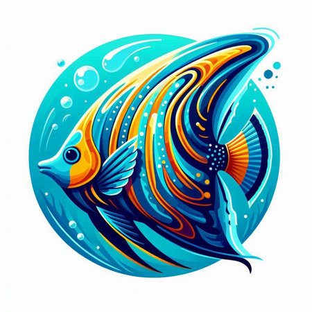 Vector illustration of a tropical fish in the ocean. Underwater life.のイラスト素材