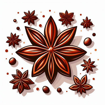 Star anise on white background. Vector illustration for your design.のイラスト素材